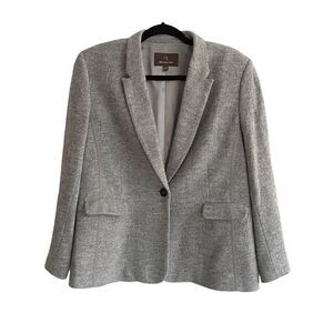 𝅺MELANIE LYNNE Grey Wool Blend Long Sleeve Blazer Jacket 12
